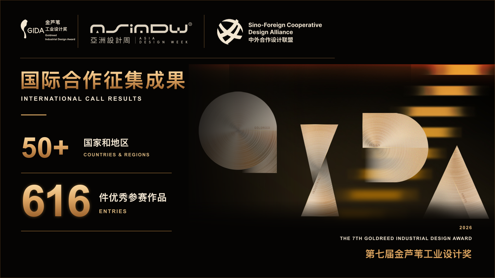 SFCDA international partnership campaign supporting 616 entries from more than 50 countries and regions for the 7th Goldreed Industrial Design Award
